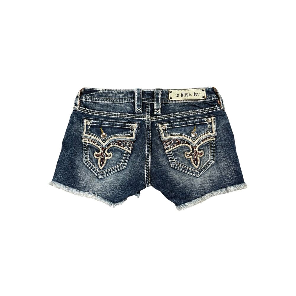 Rock Revival Low Rise Denim Bambi Shorts Y2K Women's 28 Embellished Cuttoffs